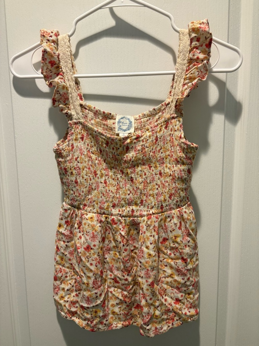 Blue rain yellow floral tank top